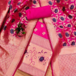 RAMA Floral Designer Silk Suit Set with Zari Border