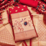 RAMA Floral Designer Silk Suit Set with Zari Border