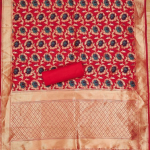 RAMA Floral Designer Silk Suit Set with Zari Border