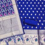 RAMA Floral Designer Silk Suit Set with Zari Border