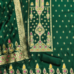 Floral Designer Silk Suit Set with Zari Border