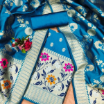 Green Floral Woven Banarasi Silk Dress