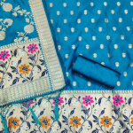 Green Floral Woven Banarasi Silk Dress