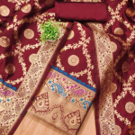 Pure Zari Silk Suit Dress Material for Woman