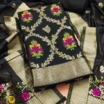 Women's Banarasi Silk Unstitched Salwar Suit Dress Material with Dupatta