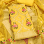 Women's Banarasi Silk Unstitched Salwar Suit Dress Material with Dupatta