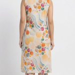 STYLEGENIXSTYLEGENIX Women's Sleeveless Midi Dress, Multicolor Abstract Print, A-Line Style