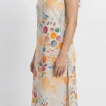 STYLEGENIXSTYLEGENIX Women's Sleeveless Midi Dress, Multicolor Abstract Print, A-Line Style