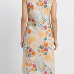 STYLEGENIXSTYLEGENIX Women's Sleeveless Midi Dress, Multicolor Abstract Print, A-Line Style