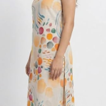 STYLEGENIXSTYLEGENIX Women's Sleeveless Midi Dress, Multicolor Abstract Print, A-Line Style