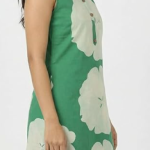 STYLEGENIXSTYLEGENIX Women's Sleeveless A-Line Dress, Green with Floral Print, Knee Length, Cotton Blend