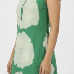 STYLEGENIXSTYLEGENIX Women's Sleeveless A-Line Dress, Green with Floral Print, Knee Length, Cotton Blend