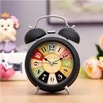 Vintage Twin Bell Alarm Clock Battery Operated with Night Backlight Silent Movement for Bedroom