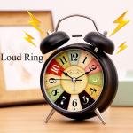 Vintage Twin Bell Alarm Clock Battery Operated with Night Backlight Silent Movement for Bedroom