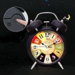 Vintage Twin Bell Alarm Clock Battery Operated with Night Backlight Silent Movement for Bedroom