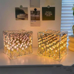 Cube Tulip Night Lamp Led Decorative Nights Lamp Multicolor Design 1 Set