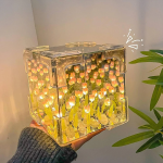 Cube Tulip Night Lamp Led Decorative Nights Lamp Multicolor Design 1 Set