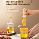 Plastic 2 in 1 Oil Dispenser Bottle with Silicone Basting Brush Multicolor 1 Set