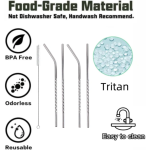 Set of 4 Stainless Steel Straws Brush Design May Very 1 Set