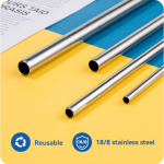 Set of 4 Stainless Steel Straws Brush Design May Very 1 Set