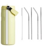Set of 4 Stainless Steel Straws Brush Design May Very 1 Set