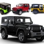 Mahindhra Thar Hardtop Diecast Toy Car with Openable Doors 1:36 Scale - Multicolor (Random Colors,Pack of 1