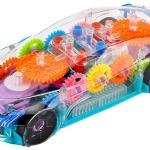 Transparent Car Toy for Kids - 360 Degree Rotating Concept Racing Vehicle with 3D Flashing LED Lights and Music