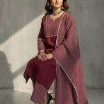 Maroon Striped Kurta Pant & Dupatta Set for Women