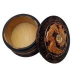 Vintage Decorative Wooden Powder Box with Carved Design,Handcrafted Wooden Kumkum Box, Animal Design, Round Decorative Storage