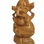 Lord Ganesha Ji Idol for Car Dashboard – Handmade Wooden Ganesh Ji Murti for Home Decor, Office Desk, Pooja Room
