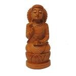 Handcrafted Wooden Buddha Statue – Meditating & Laughing Buddha Idols for Home Decor, Office, Vastu & Gifting | Natural Wood Finish Showpieces