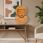 Laughing Buddha Statue - Handcrafted Wooden Feng Shui Money Buddha with Wealth Pot & Coin Necklace for Prosperity