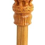 Ashok Stambh Hand-Carved Wooden Sculpture - 12 Inches | Wooden Ashoka Stambh Desk Ashoka Pillar Ideal for Table Office