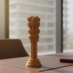Ashok Stambh Hand-Carved Wooden Sculpture - 12 Inches | Wooden Ashoka Stambh Desk Ashoka Pillar Ideal for Table Office