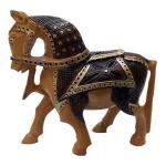 Wooden Horse Carving Antique, Handcrafted Decorative Sculpture with Intricate Design