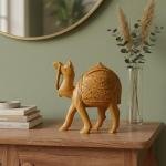 Handmade Wooden Camel Figurine | Rajasthani Carved Miniature Desert Camel Idol | Decorative Showpiece Gift