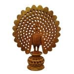 Handcrafted Wooden Peacock Showpiece for Home Décor | 15 cm Undercut Decorative Sculpture | Traditional Indian Wood Art