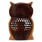 4" Wooden Carving Undercut Jali Work Owl Statue Beautiful Animal Figurines Showpiece Gifts for Home Decoration