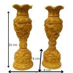 Wooden Flower Vase Set of 4 | Handcrafted Decorative Pot | 15 cm Hand-Carved Wooden Showpiece | Traditional Indian Art Table Home Decor