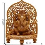 Handcrafted Wooden Lord Ganesha Idol for Home Decor – Intricately Carved Ganpati Statue with Arch Backdrop