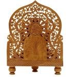Handcrafted Wooden Lord Ganesha Idol for Home Decor – Intricately Carved Ganpati Statue with Arch Backdrop