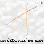 1500 Classic Cotton Ear Buds | Wood Stick Cotton Swabs | Sensitive skin protection wooden earbuds | Pure & Soft Cotton swabs Buds (3000 tips)