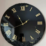 Resin Handmade Black Color Wall Clock