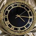 Resin Handmade Black Color And Golden Stone Wall Clock.