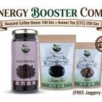 Organic Diet Energy Booster Combo – Roasted Coffee Beans (100g) + Assam Tea CTC (250g) with FREE Jaggery (400g) | Natural Daily Beverage Combo