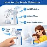 Nebulizer, Portable Mesh Nebulizer for Adults & Kids, Mini Handheld Ultrasonic Inhaler, Low-Noise Steam Vaporizer for Home & Travel, Wireless Vaporizer Machine With Respiratory Mask