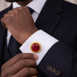 Natural Synthetic Ruby Red Heritage Gemstone Cufflinks For Man