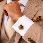 Natural Certified Tigers Eye Gemstone Cufflinks for Men