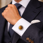 Natural Certified Tigers Eye Gemstone Cufflinks for Men