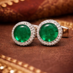 Natural Synthetic Emerald Green Heritage Gemstone Cufflinks For Man
